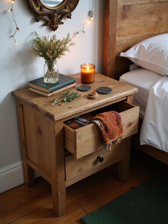 fall inspired cozy nightstand decor