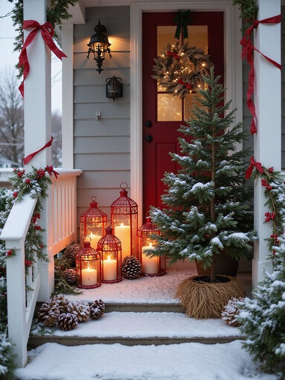 festive striped candle lanterns
