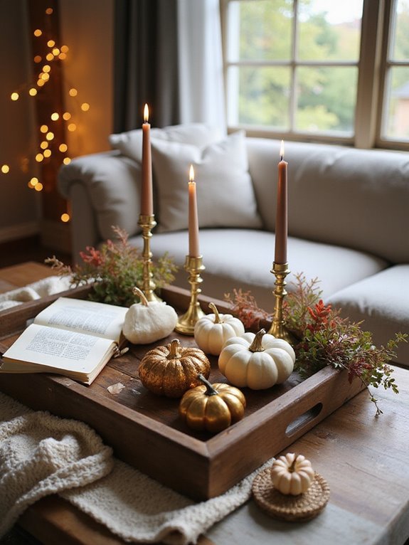 glamorous metallic coffee table decor