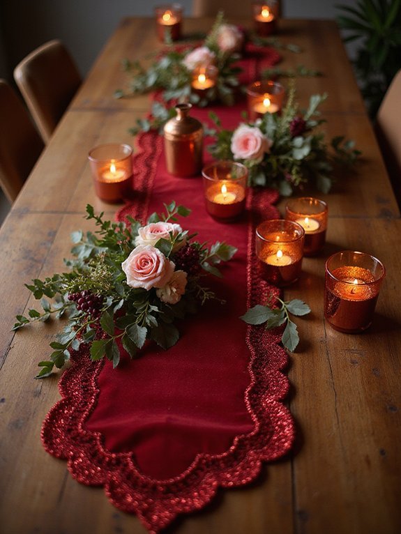 glamorous red table runner