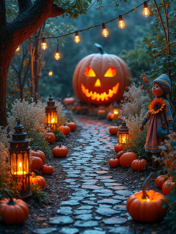 glowing pumpkin pathway decorations