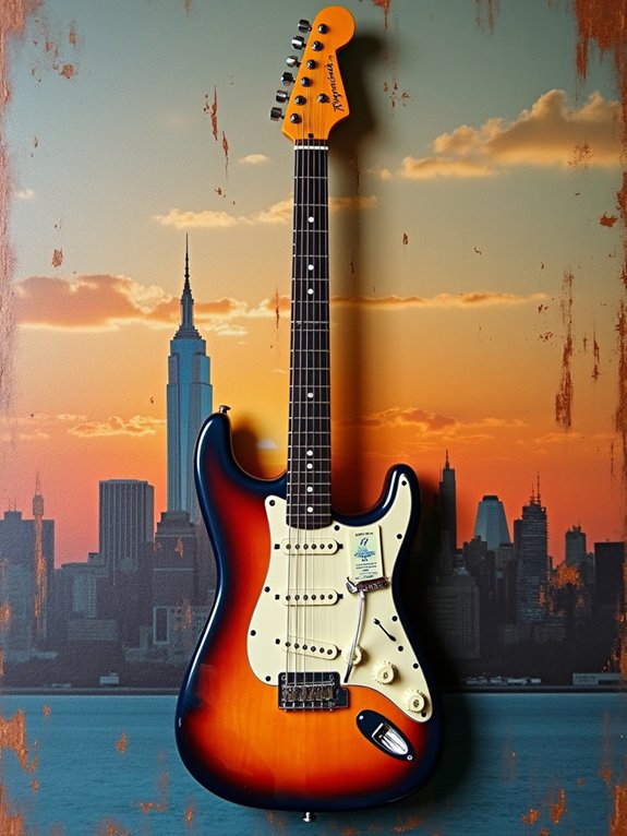 guitar shaped electric wall clock