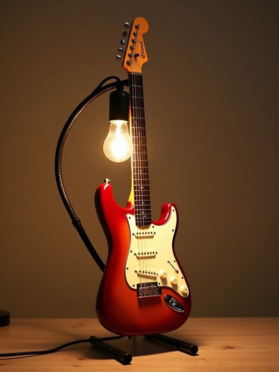 guitar themed vibrant table lamp