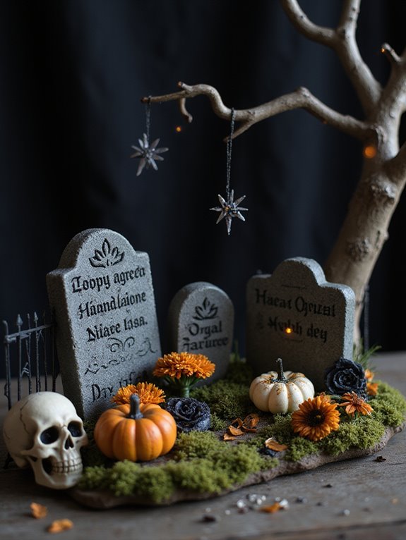 miniature spooky graveyard decor