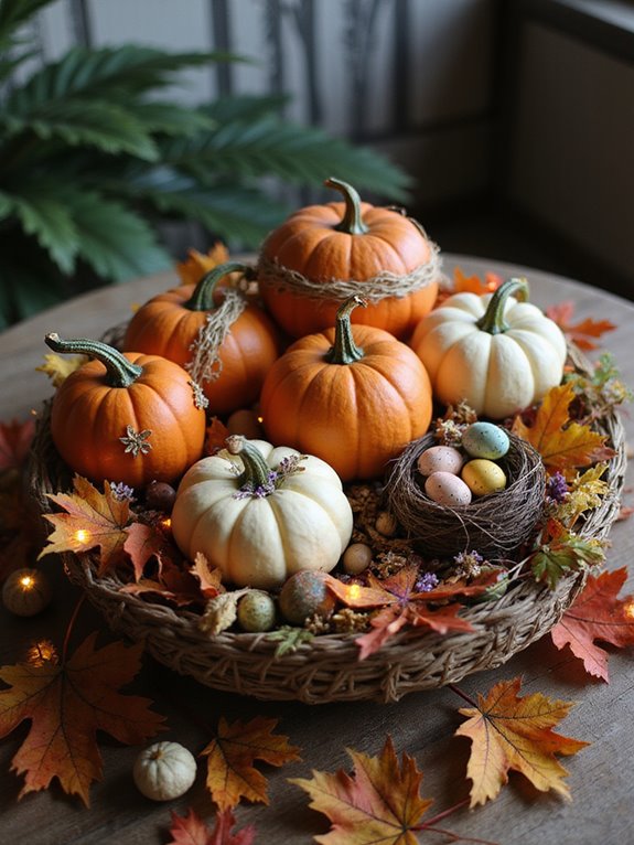 nature inspired pumpkin decor