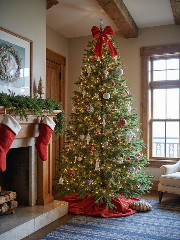 navy garland with red accents