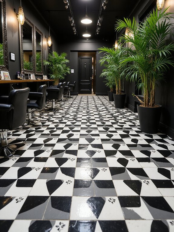 playful black and white tiles