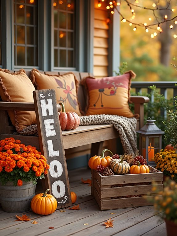 pumpkin painting and leaf garlands