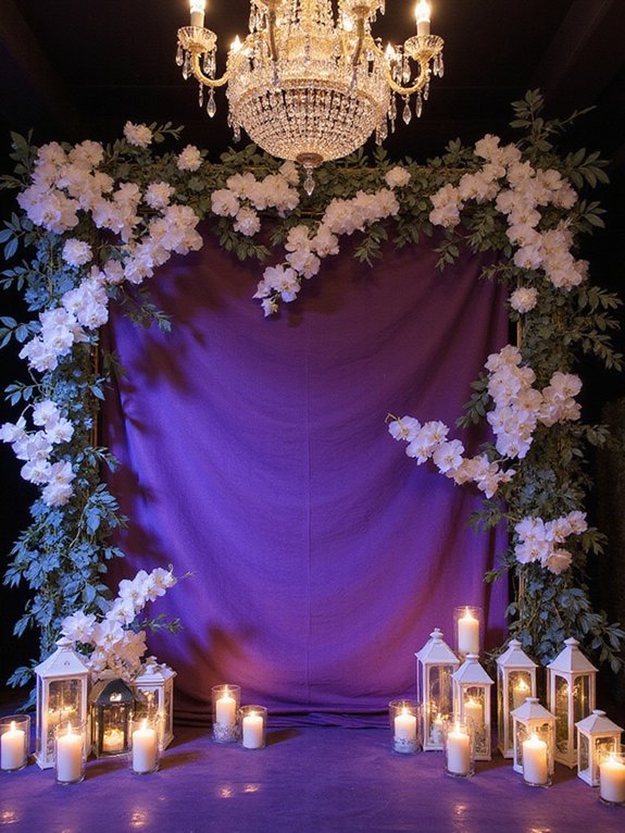 purple floral party backdrop