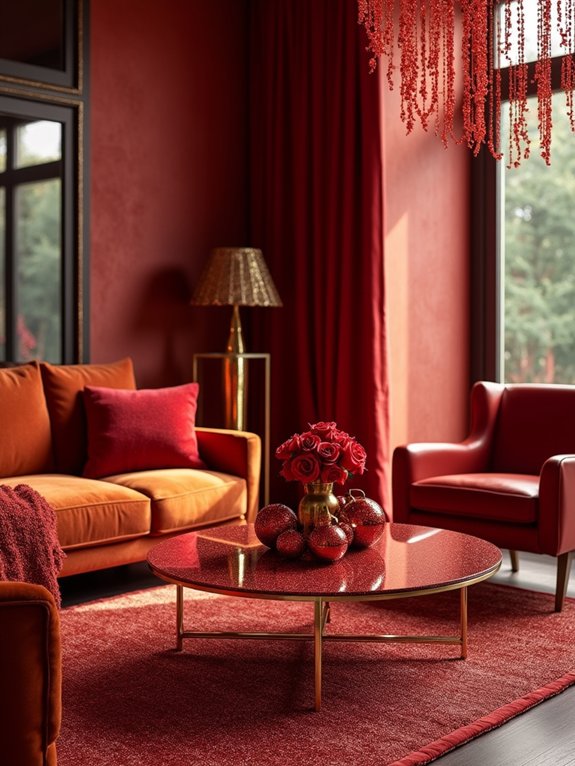 red glitter decorative accents