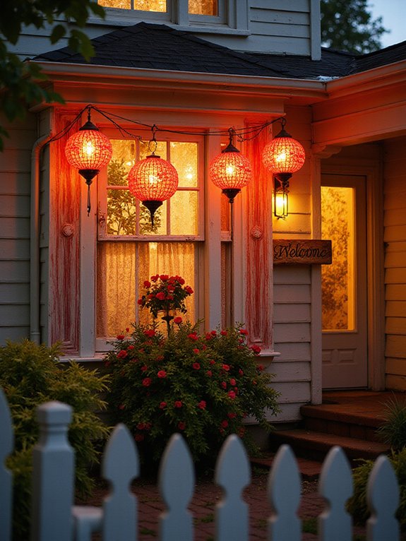 red lantern window accents