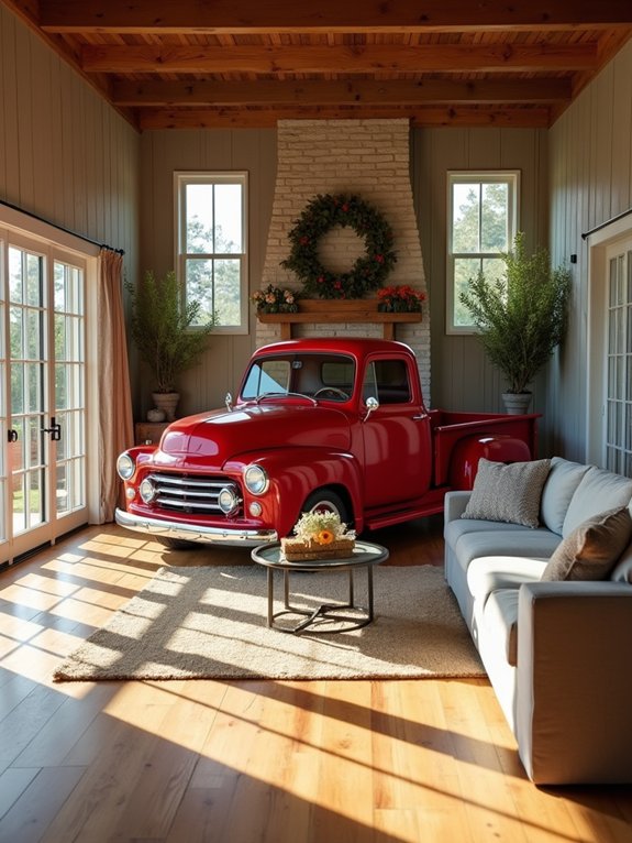 red truck summer wall d cor