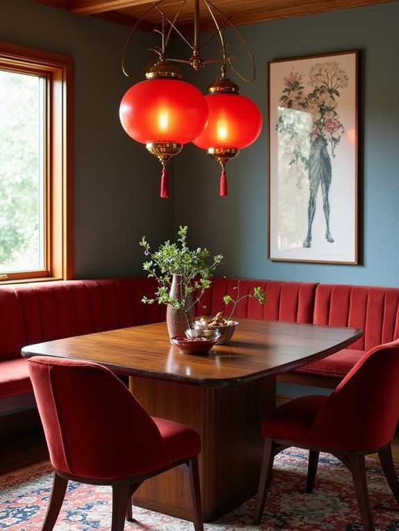retro dining with lanterns
