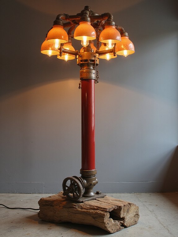 rustic industrial red lighting