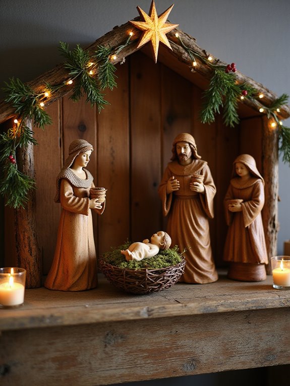 rustic wooden nativity decor