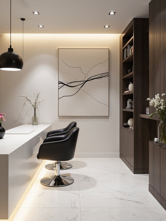 sleek minimalist salon design