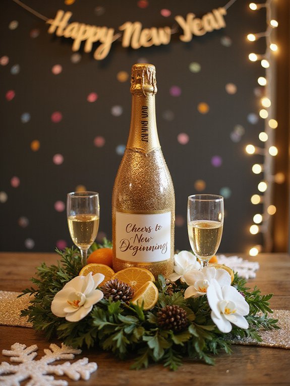 sparkling champagne bottle centerpieces