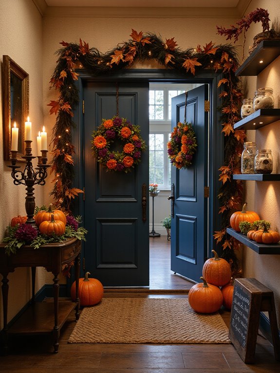 spooky entryway and hallway decorations