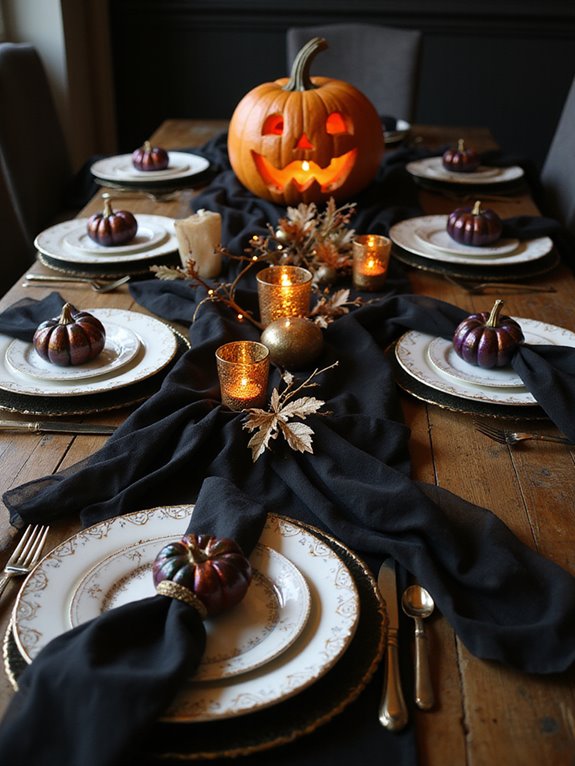 spooky halloween themed table settings