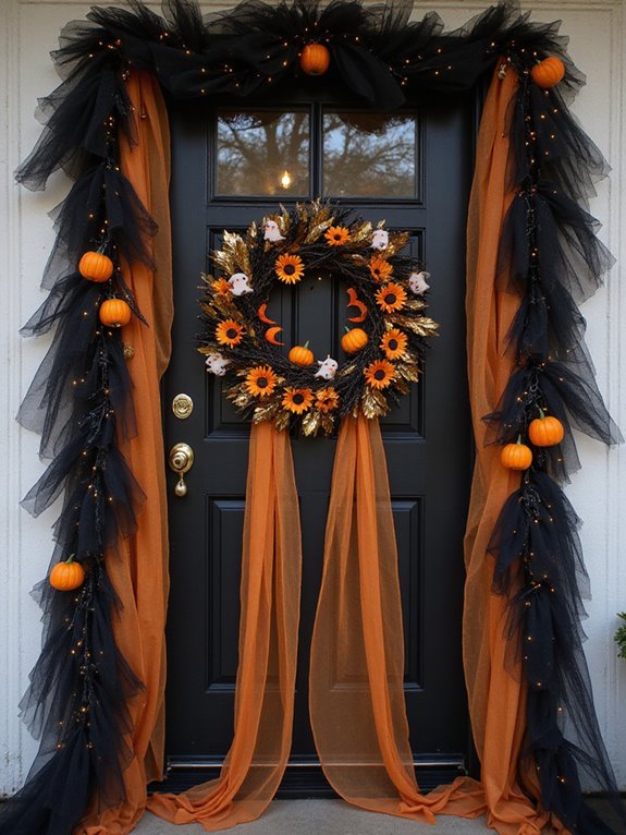 spooky tulle door decor