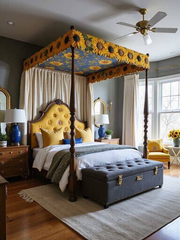 sunflower themed bedroom makeover