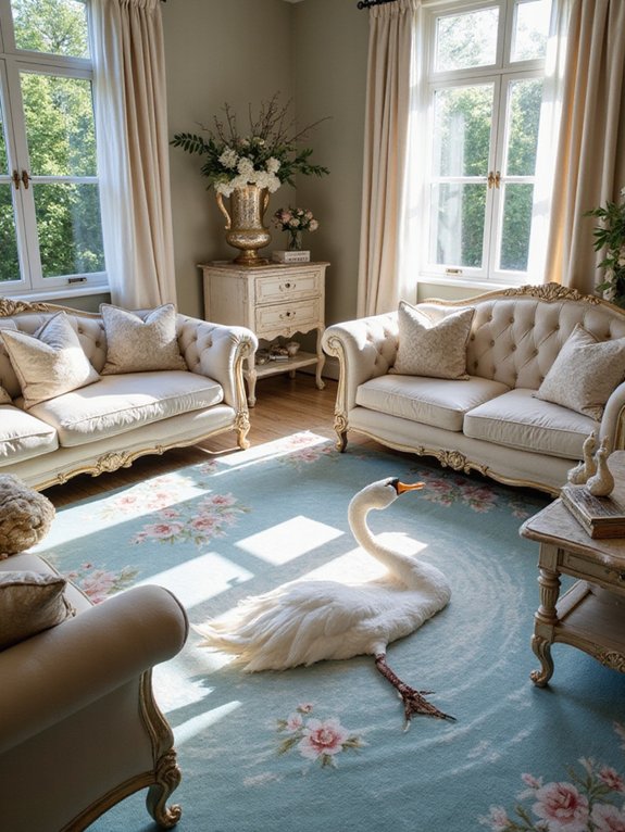 swan embroidered home decor elegance