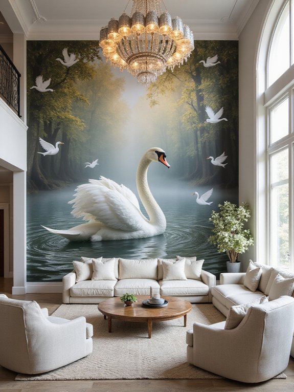 swan themed wall decor elegance
