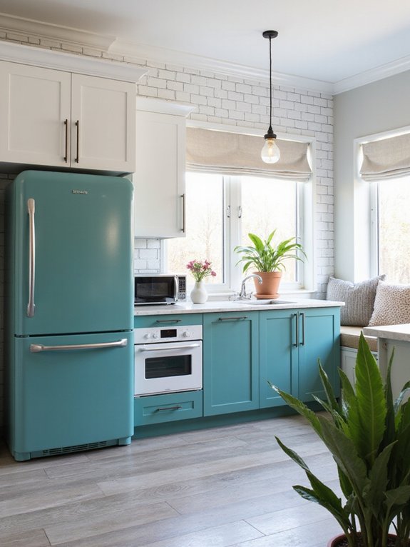 teal and white accents