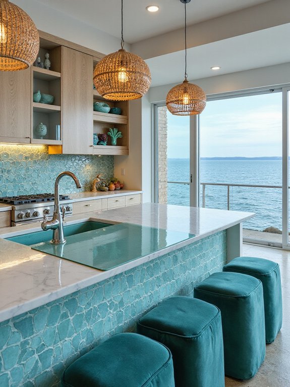 teal nautical kitchen vibes