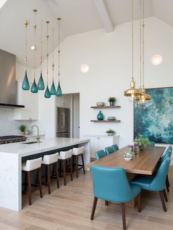 teal pendant lighting update