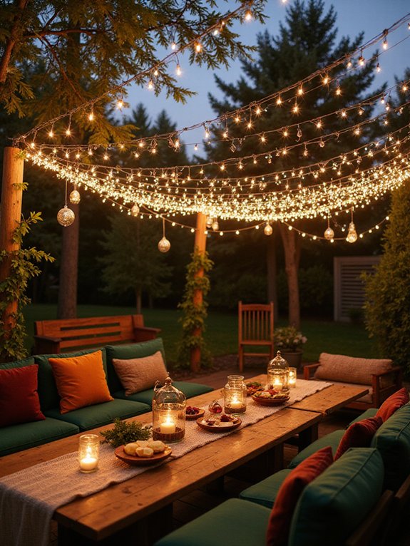 twinkling string light canopy