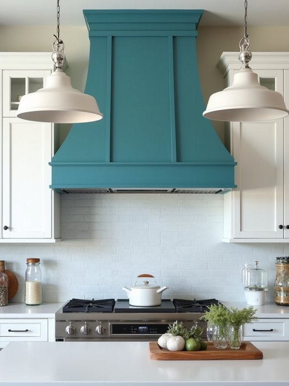 unique teal stove hoods