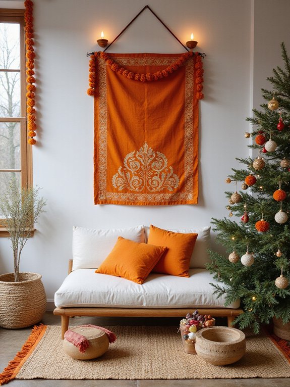 vibrant holiday puja decor