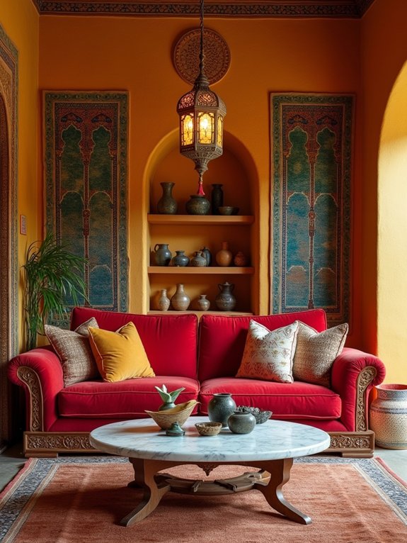 vibrant moroccan textiles decorating