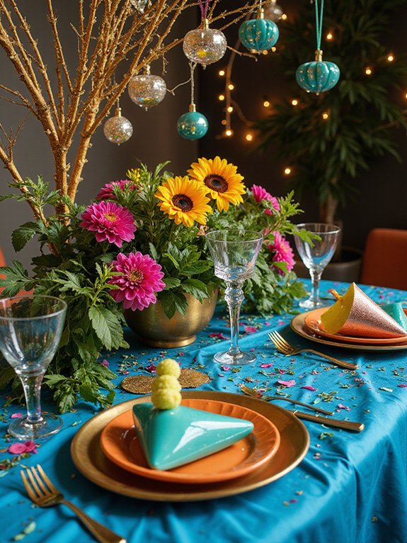 vibrant playful table decor