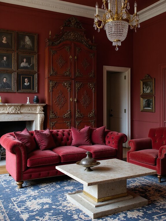 vibrant red furniture accents