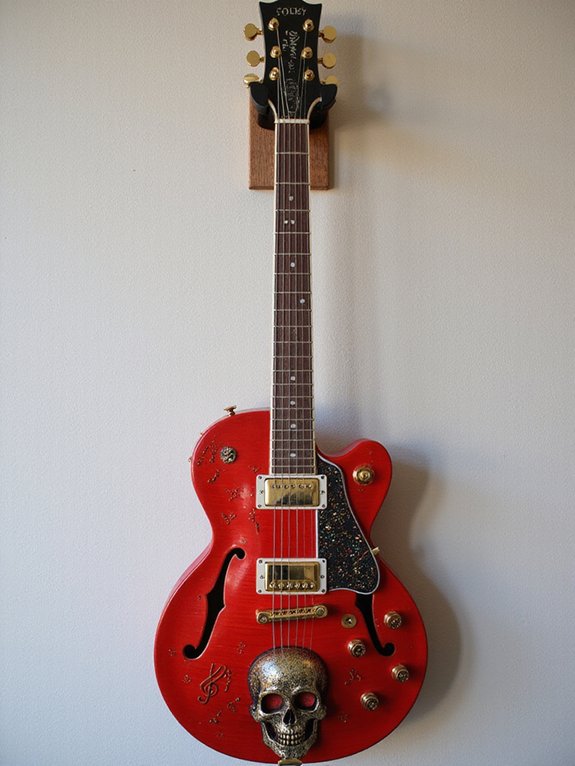 vibrant red guitar art