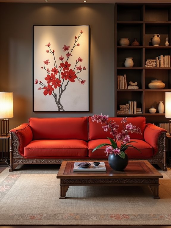 vibrant red tranquility oasis