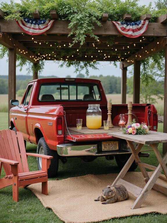 vibrant red truck theme
