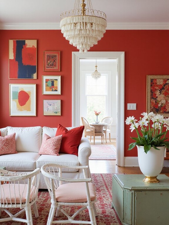 vibrant red wall accents