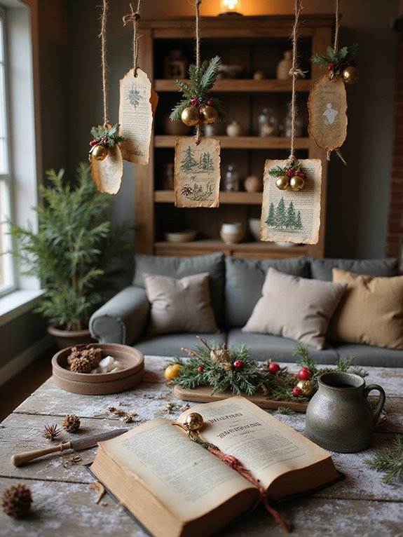 vintage book page ornaments