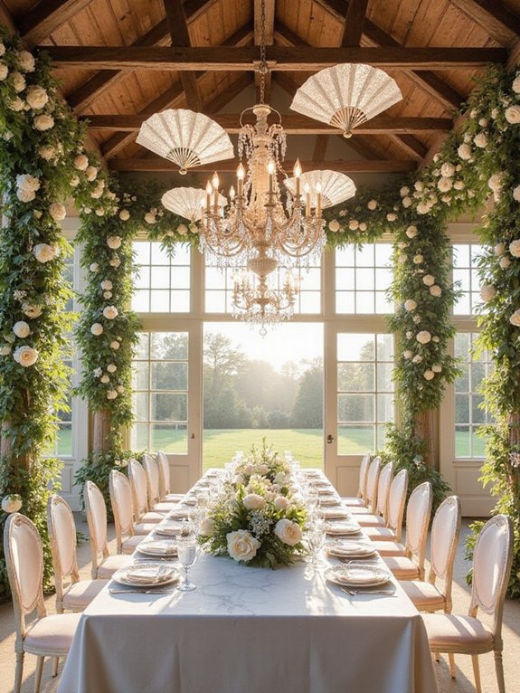 vintage fan wedding decor