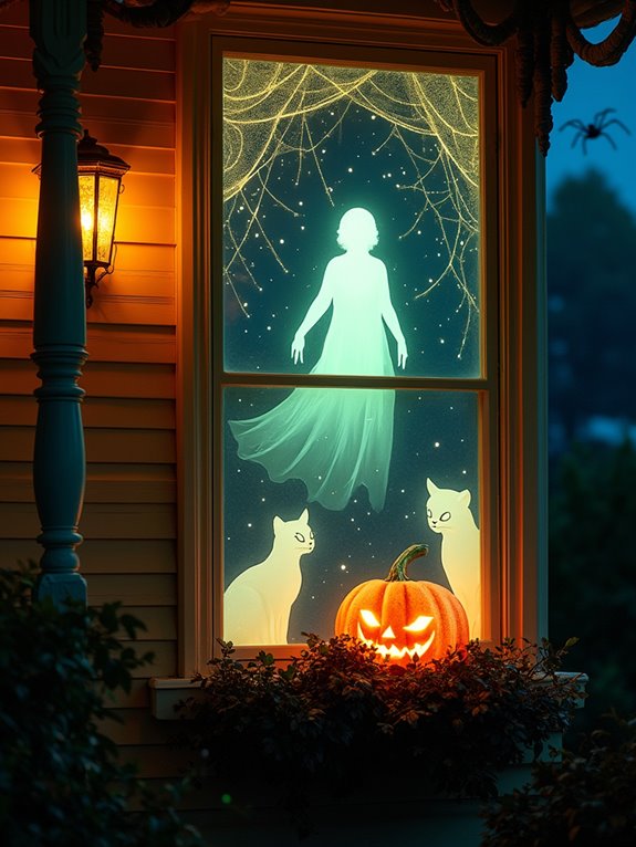 whimsical ghostly window decorations