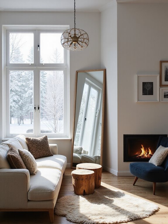 wide frame mirrors enhance light