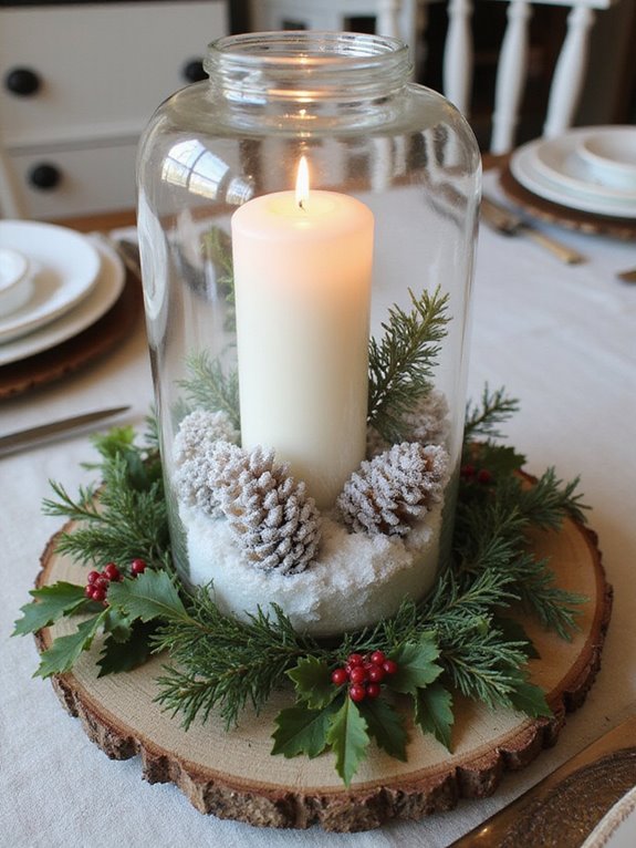 winter themed candle holder craft