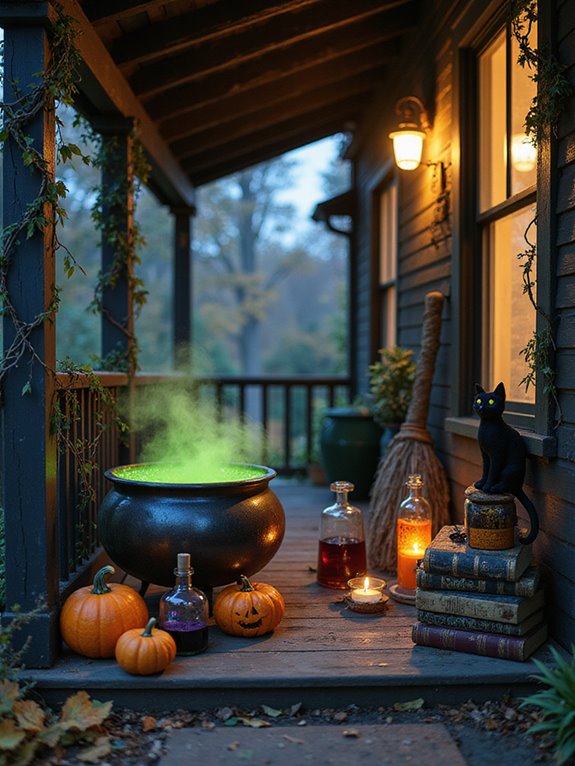 witchy cauldron halloween display