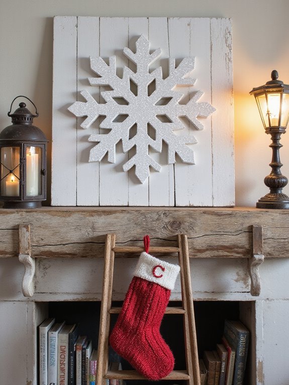 wooden snowflake wall art