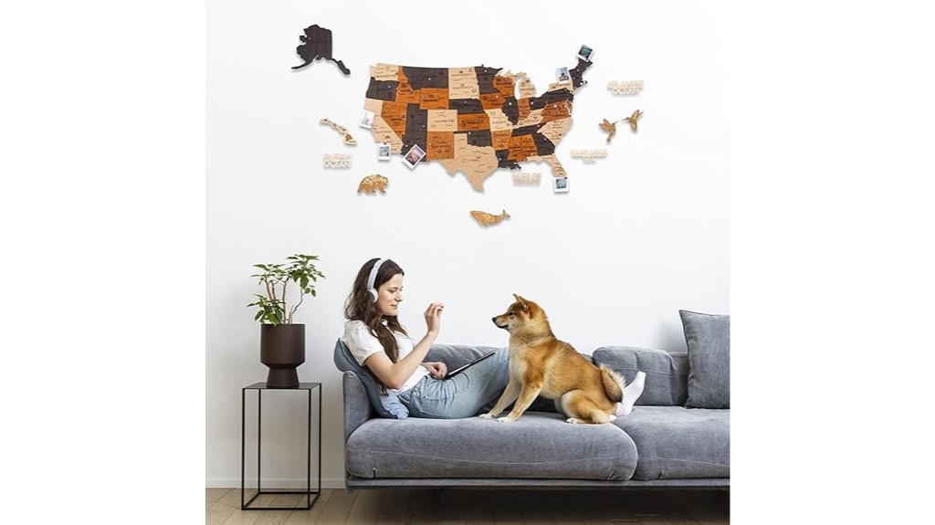 3d wooden usa map