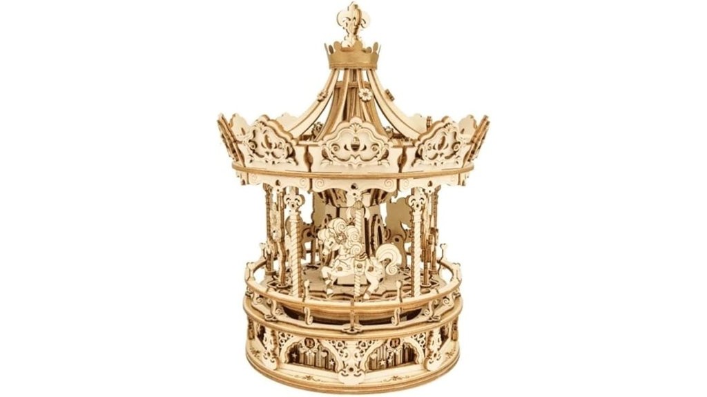 christmas wooden carousel music box