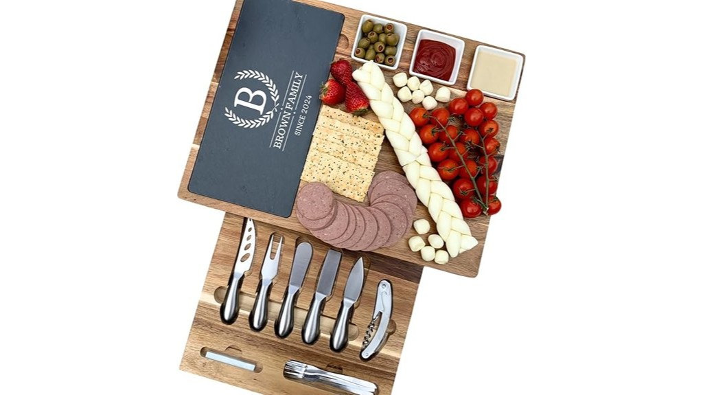 custom acacia charcuterie 19 piece